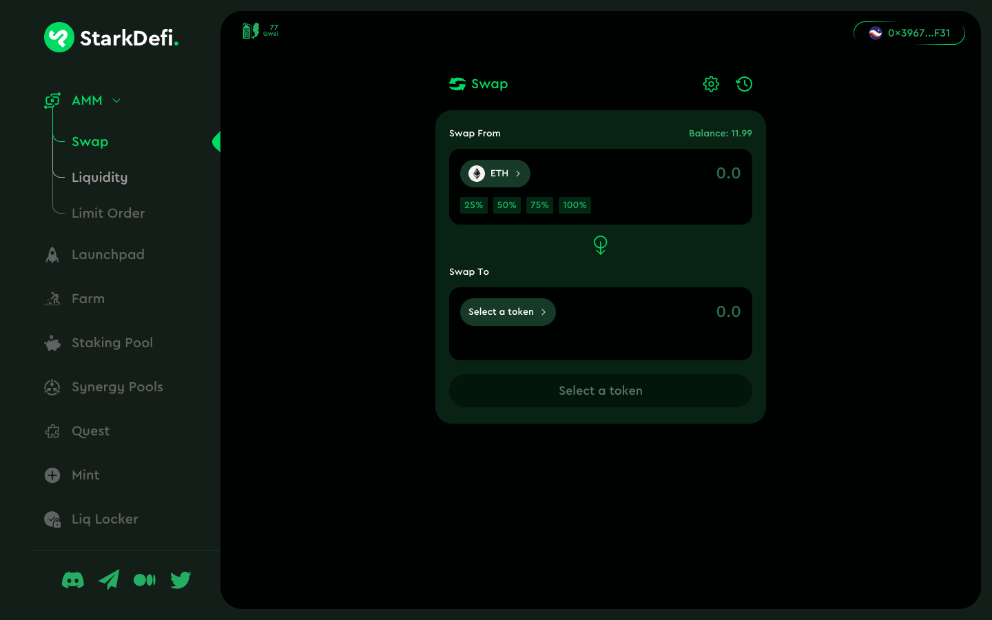 Starkdefi DApp default page